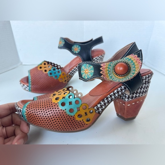 L'Artiste By Spring Step Jive Boho Platform Heel Sandals Shoes Women’s 37 - Picture 5 of 11